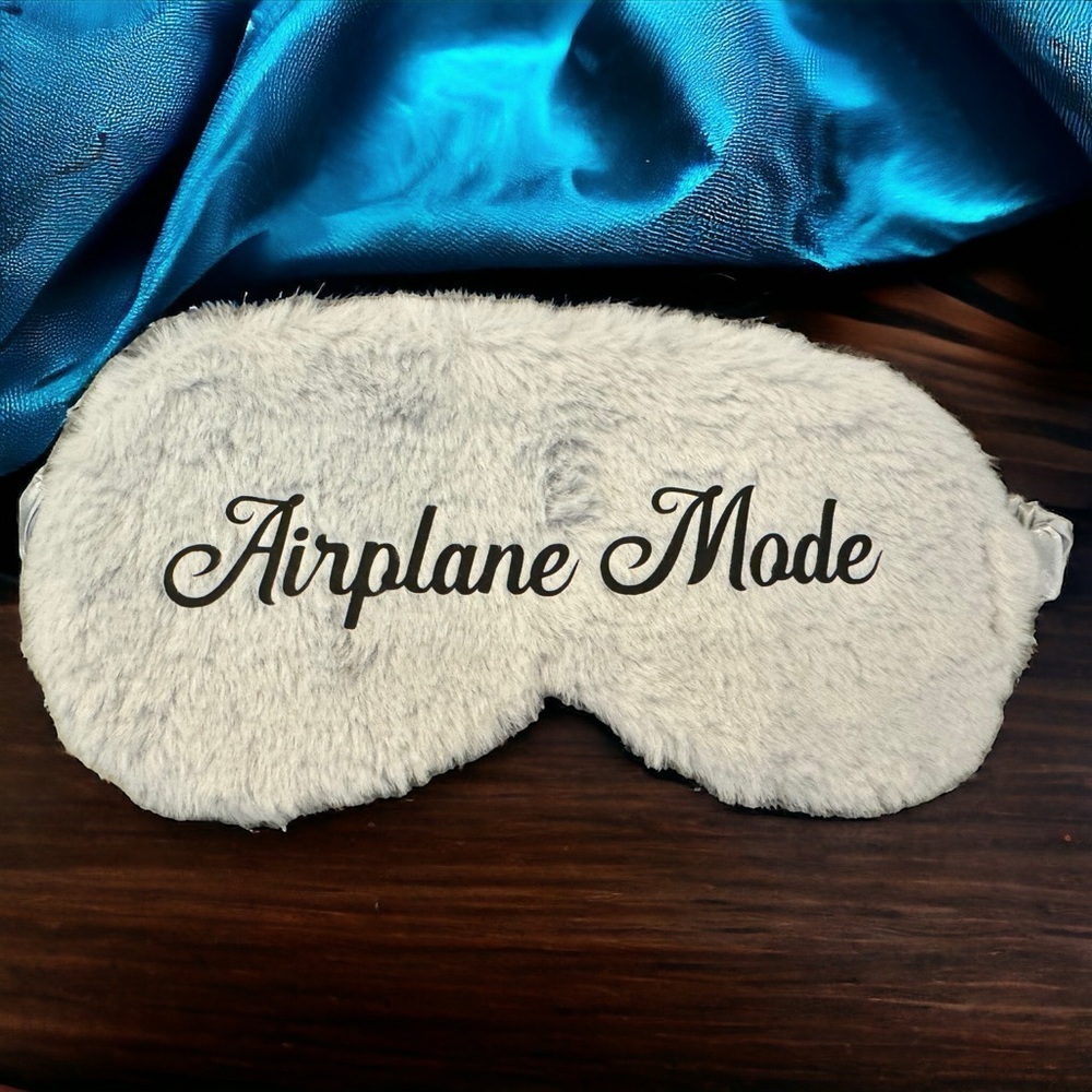 NEW Airplane Mode Plush Sleep Mask Travel Eye Mask Gray - Picture 4 of 7